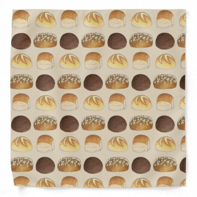 Dinner Bread Rolls Buns Bakery Baker Chef Foodie Bandana (Front)