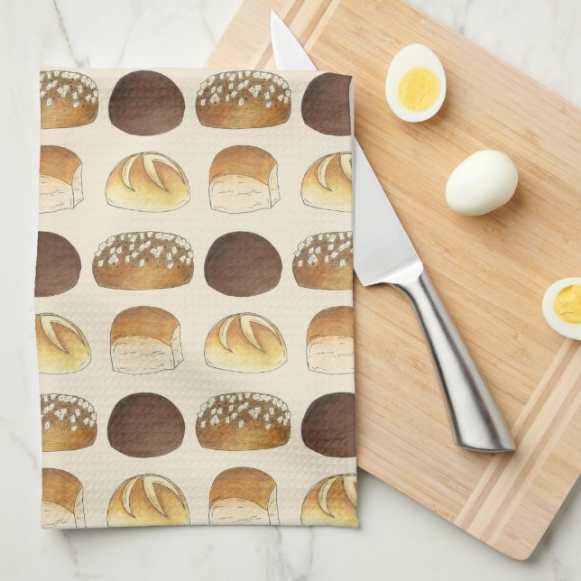 Dinner Bread Rolls Buns Bakery Baker Chef Foodie Kitchen Towel (Quarter Fold)