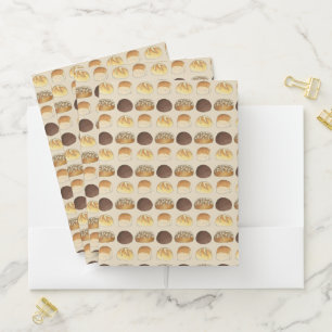 Dinner Bread Rolls Buns Bakery Baker Chef Foodie Pocket Folder