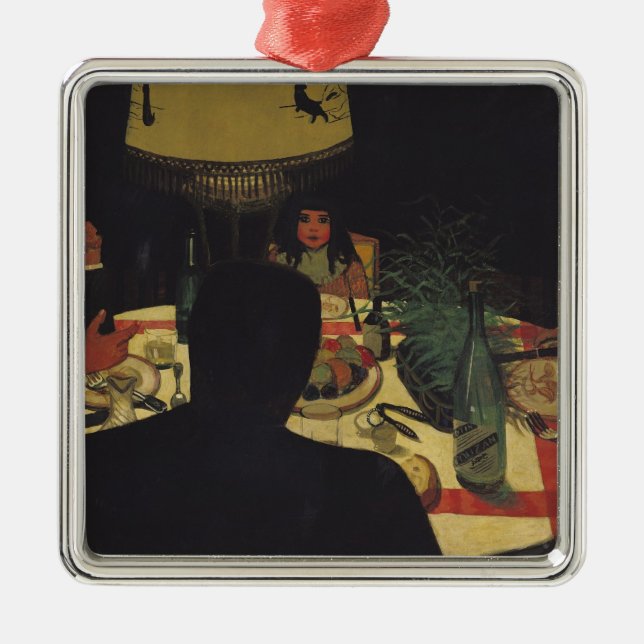 Dinner by Lamplight, 1899 Metal Ornament (Front)