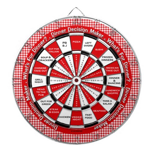 Dinner Decision Maker in Red Checkered Tablecloth Dart Board