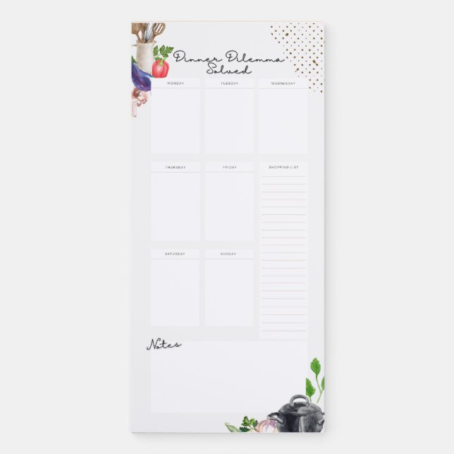 Dinner Delimma Solved Magnetic Notepad (Front)