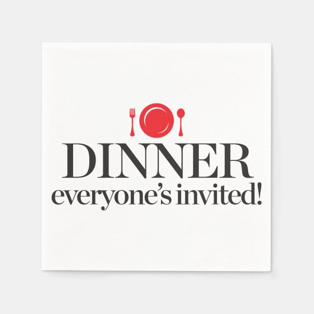 Dinner Everyone's Invited Paper Napkins (Front)