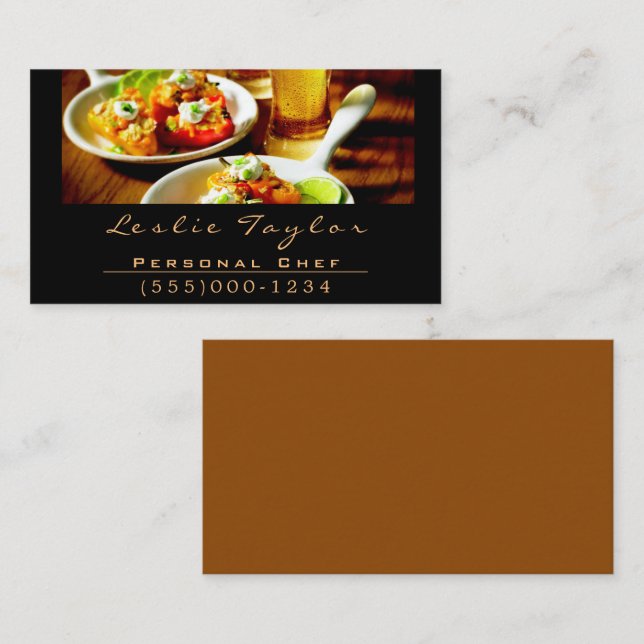 Dinner Food Plate Design Chef Catering Business Card (Front/Back)