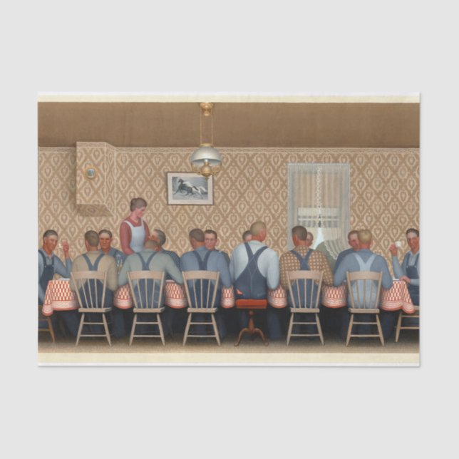 Dinner for Threshers by Grant Wood Tissue Paper (Front)