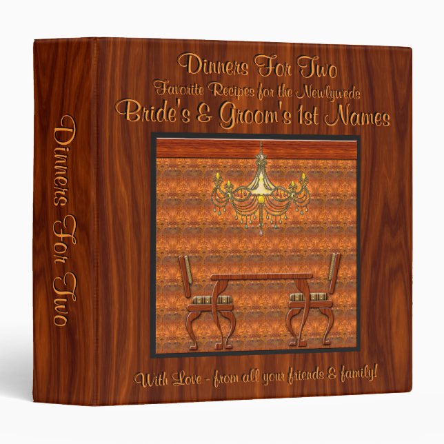 Dinner For Two (Personalized Recipe Book) 3 Ring Binder (Front/Spine)