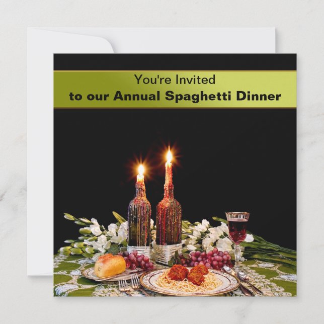 DINNER INVITATION - SPAGHETTI - WAXED CANDLES (Front)