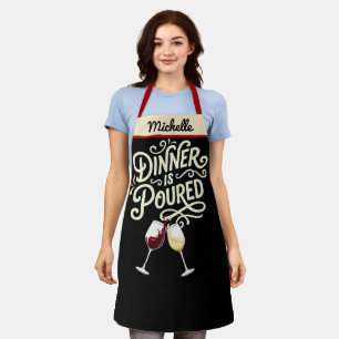 Dinner is Poured Apron - Personalized Wine Gift