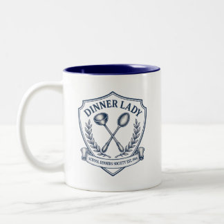 Dinner Lady Vintage Crest School Dinners Badge Two-Tone Coffee Mug