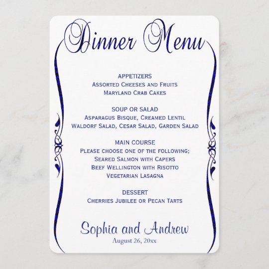 Dinner Menu Elegant Blue