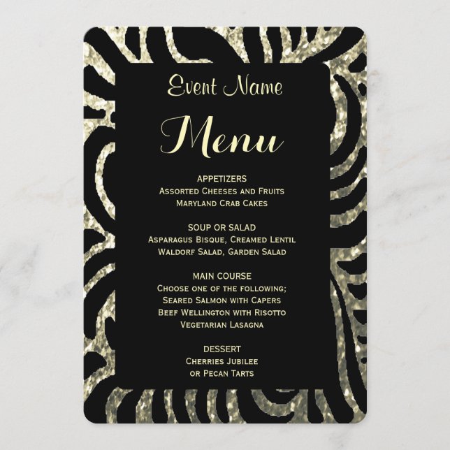 Dinner Menu | Gold and Black (Front)
