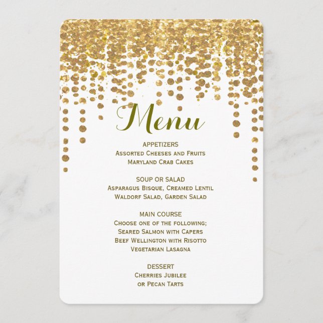 Dinner Menu | Gold Confetti (Front)