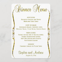 Dinner Menu | Gold Glitter