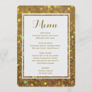 Dinner Menu Gold Glitter