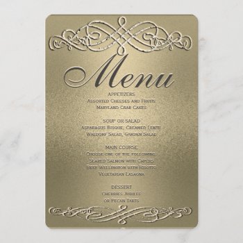 Dinner Menu | Gold Shimmer Elegance by GlitterInvitations at Zazzle