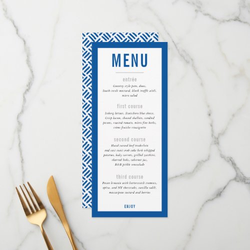 DINNER MENU modern block royal blue