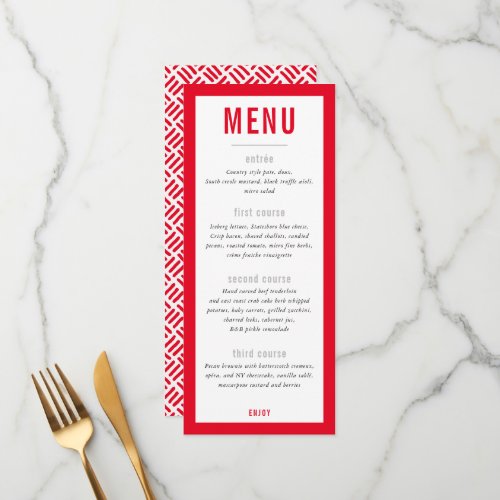 DINNER MENU modern metal grid red black