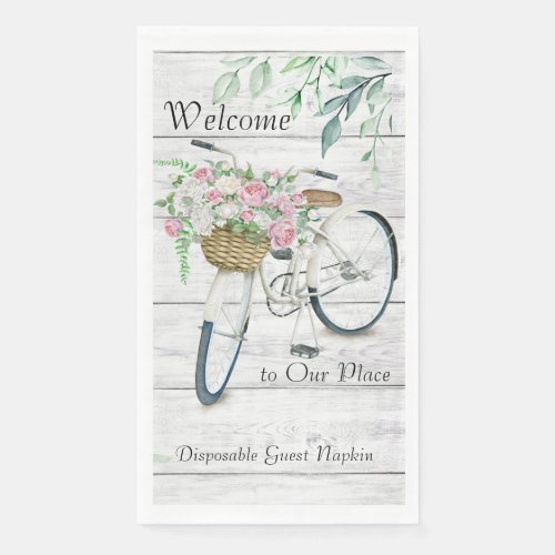Dinner Napkin Welcome Spring Bicycle