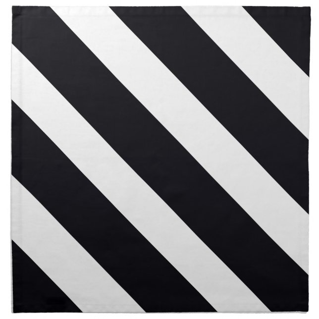 Dinner Napkins Cloth Chic Black And White Stripes (Front)