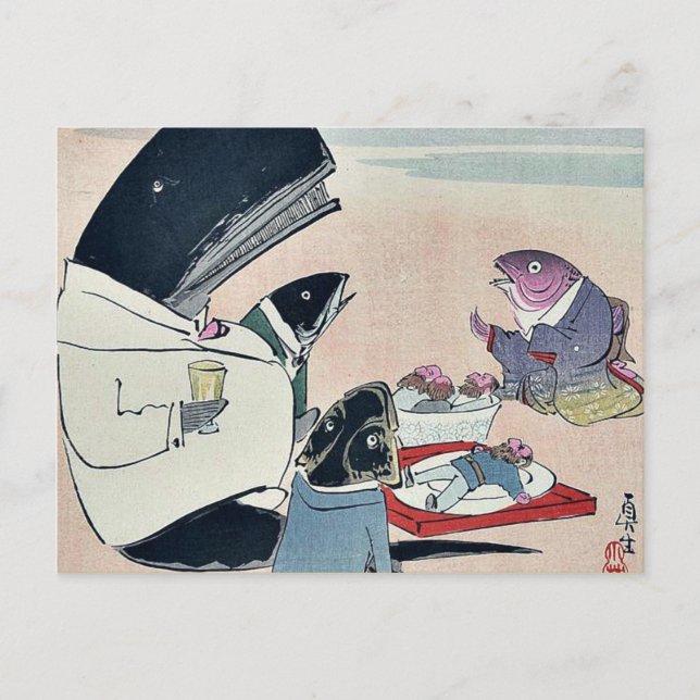 Dinner of Russian sailors by Kobayashi,Kiyochika Postcard (Front)