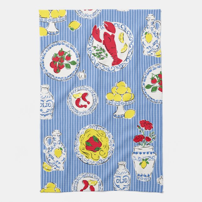 Dinner on the Amalfi Coast Kitchen Towel (Vertical)