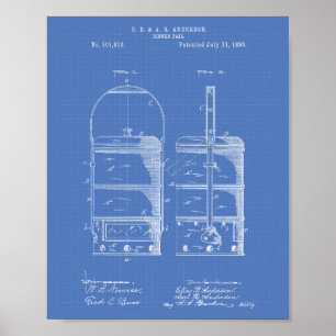 Dinner Pail 1893 Patent Art Blueprint Poster