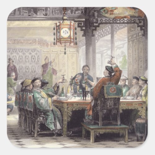 Dinner Party at a Mandarins House from China in Square Sticker