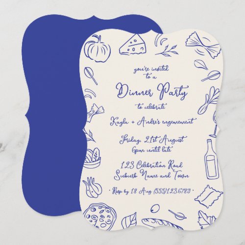 Dinner party hand drawn invitation