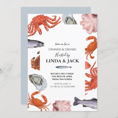 Dinner party invitation Seafood Theme