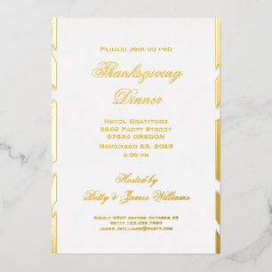 Dinner Party Invitation Thanksgiving Foil Invitation