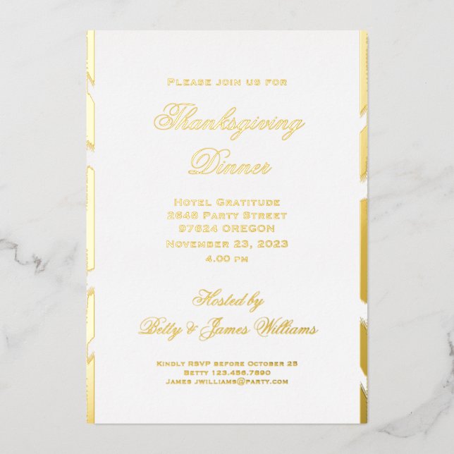Dinner Party Invitation Thanksgiving Foil Invitation (Front)