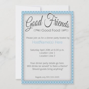 Dinner Party Invitations In Blue by rheasdesigns at Zazzle