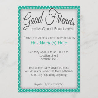 Dinner Party Invitations in Emerald