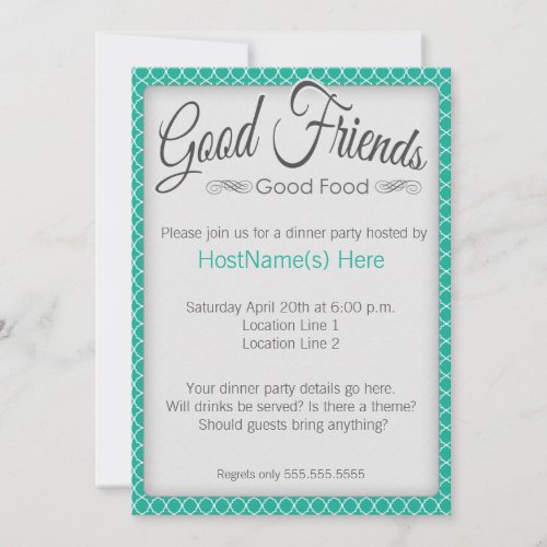 Dinner Party Invitations in Emerald