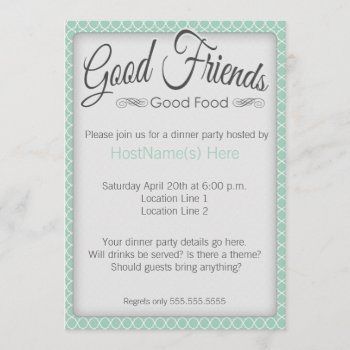 Dinner Party Invitations In Mint by rheasdesigns at Zazzle