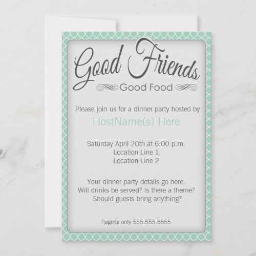 Dinner Party Invitations in Mint