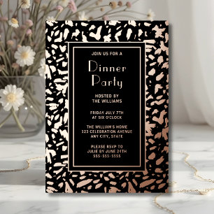 Dinner Party Invite Artistic Black Elegant Rose
