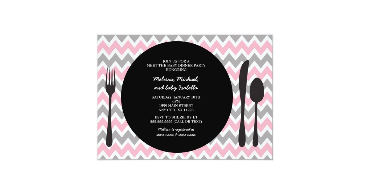 Dinner Party Invite Meet The Baby Girl Shower Zazzle Com