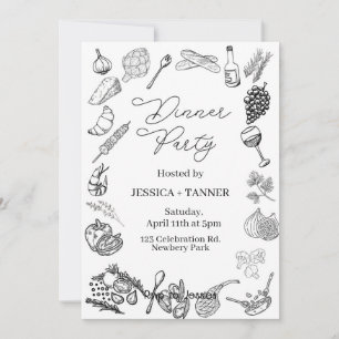 Dinner Party, Minimalist Party, Birthday Dinner, Invitation