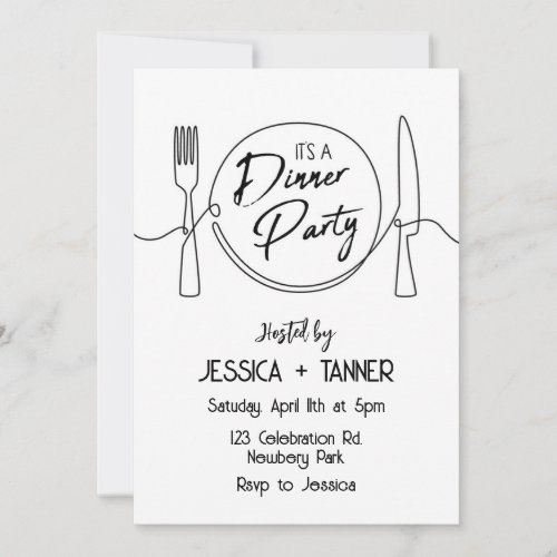 Dinner Party Minimalist Party Birthday Dinner Invitation