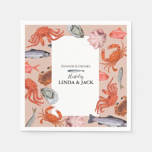 Dinner party napkins Seafood Theme