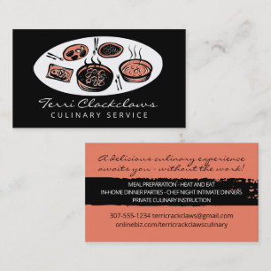 Dinner party personal chef cooking class catering business card