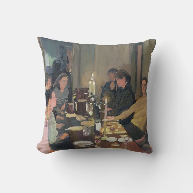 Dinner Party Throw Pillow (Front)
