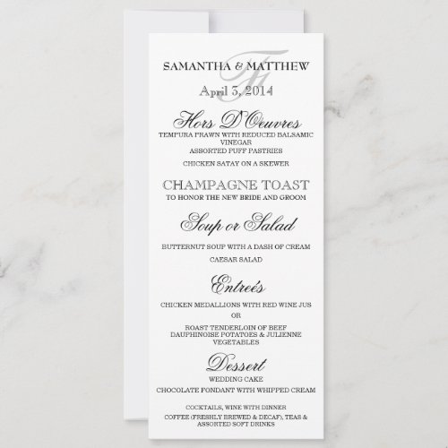 Dinner party wedding rehearsal minimalist menu invitation