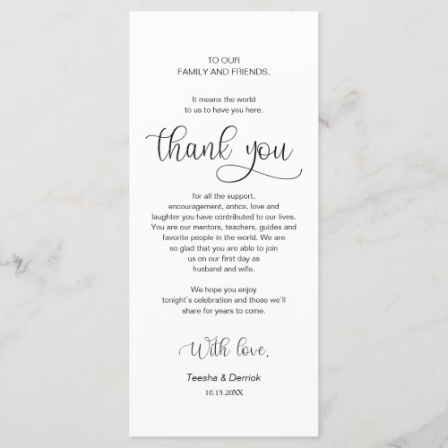 Dinner Place Setting Thank You Black Font Cards