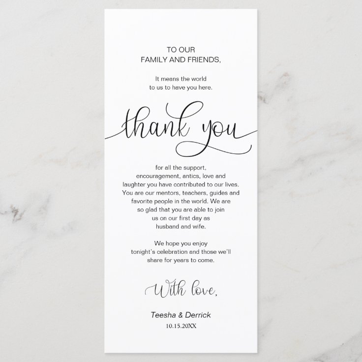 Dinner Place Setting Thank You, Black Font Cards | Zazzle