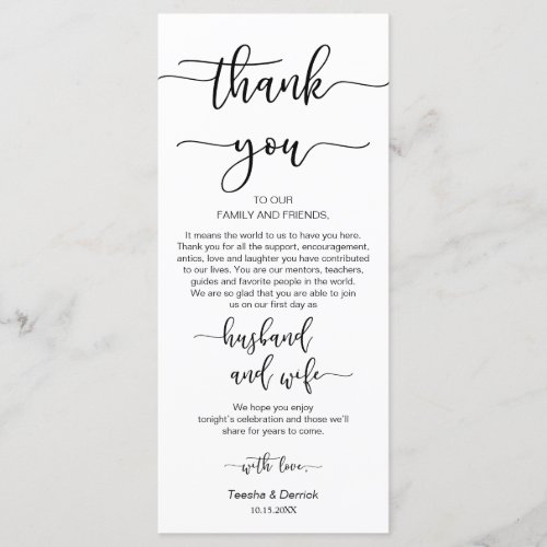 Dinner Place Setting Thank You Black Script Cards