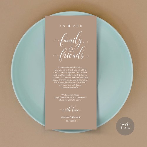 Dinner Place Setting Thank You Brown Taupe Card