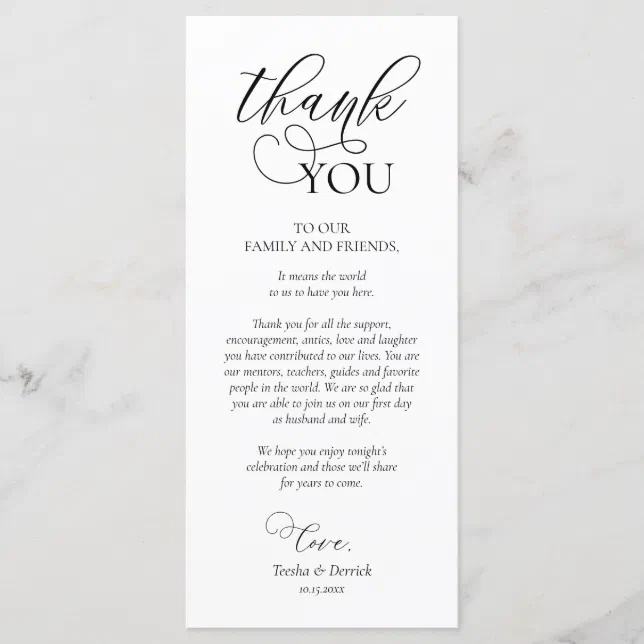 Dinner Place Setting Thank You Calligraphy Card | Zazzle