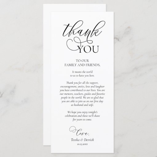 Dinner Place Setting Thank You Calligraphy Card | Zazzle